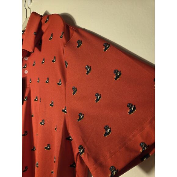 Under Armour Mens Size L Polo Amarillo Sod Poodles Red All Over Print New W Tags - Picture 5 of 10
